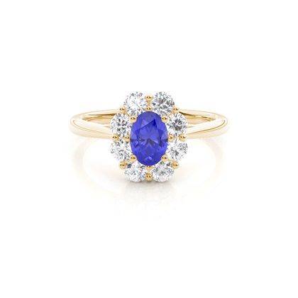 Pave Setting Tanzanite Halo Engagement Ring