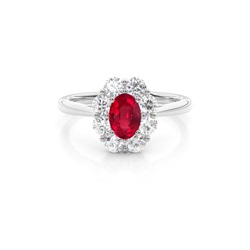 Pave Setting Ruby Halo Engagement Ring