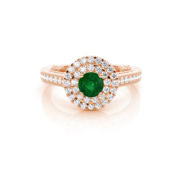 Prong Setting Emerald Halo Engagement Ring