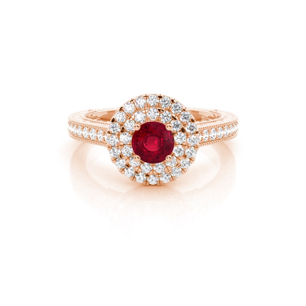 Prong Setting Ruby Halo Engagement Ring