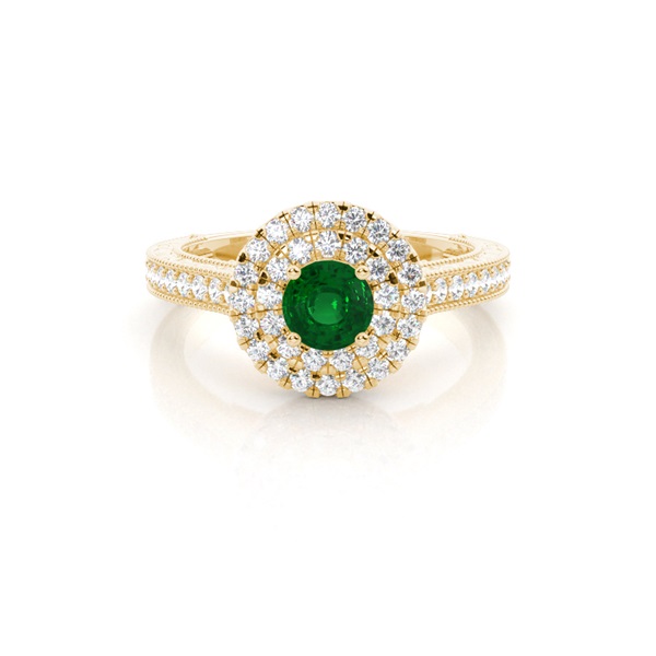Prong Setting Emerald Halo Engagement Ring
