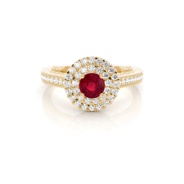 Prong Setting Ruby Halo Engagement Ring