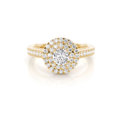 Yellow Gold Halo Diamond Engagement Rings