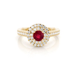 Prong Setting Ruby Halo Engagement Ring