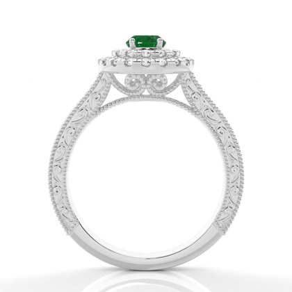 Smaragd-Halo-Verlobungsring In Krappenfassung