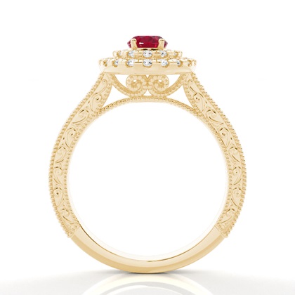 Rubin-Halo-Verlobungsring In Krappenfassung