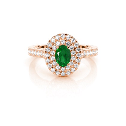 Prong Setting Emerald Halo Engagement Ring