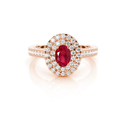 Prong Setting Ruby Halo Engagement Ring