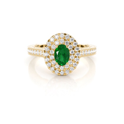 Prong Setting Emerald Halo Engagement Ring