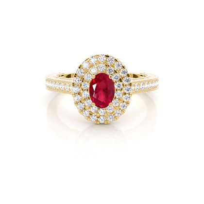 Prong Setting Ruby Halo Engagement Ring