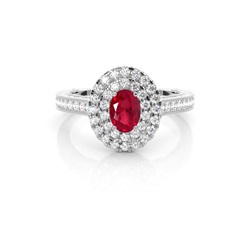Prong Setting Ruby Halo Engagement Ring