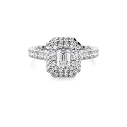 Emerald Halo Diamond Engagement Rings