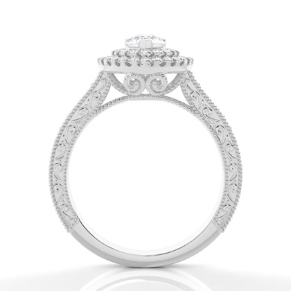 Pear Halo Diamond Engagement Rings