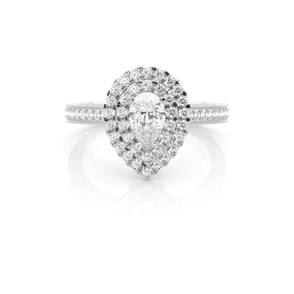 Pear Halo Diamond Engagement Rings