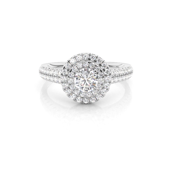 Prong Setting Halo Diamond Engagement Ring