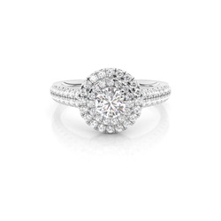 Prong Setting Halo Diamond Engagement Ring