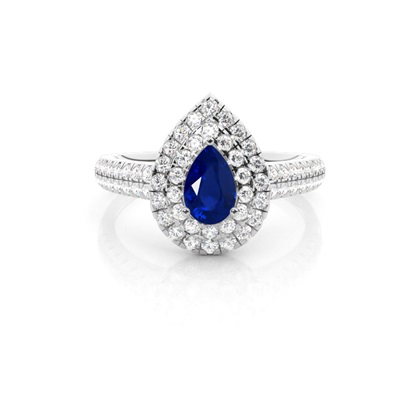 Silver Sapphire Diamond Engagement Rings