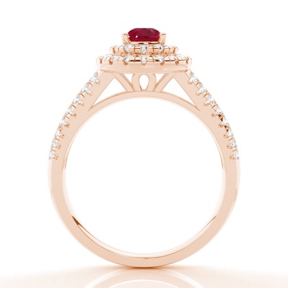 Prong Setting Ruby Halo Engagement Ring