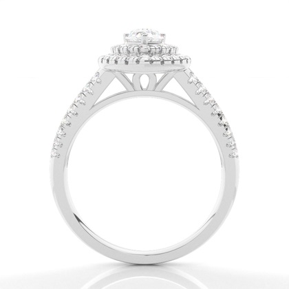 Pear Halo Diamond Engagement Rings