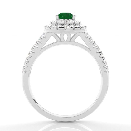 Smaragd-Halo-Verlobungsring In Krappenfassung
