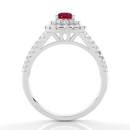 Rubin-Halo-Verlobungsring In Krappenfassung