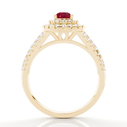 Prong Setting Ruby Halo Engagement Ring