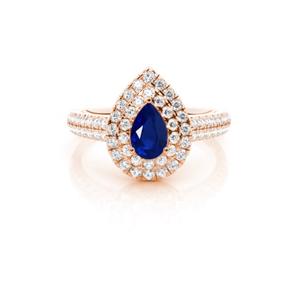 Prong Setting Blue Saphire Halo Engagement Ring