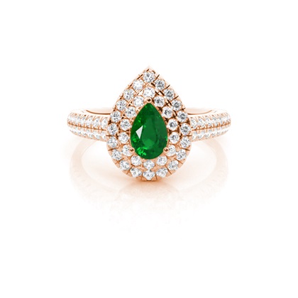 Prong Setting Emerald Halo Engagement Ring