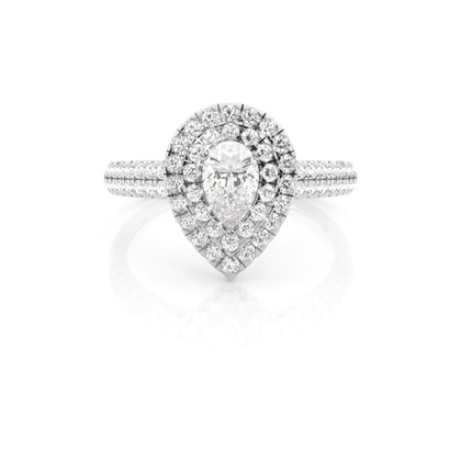 Pear Halo Diamond Engagement Rings