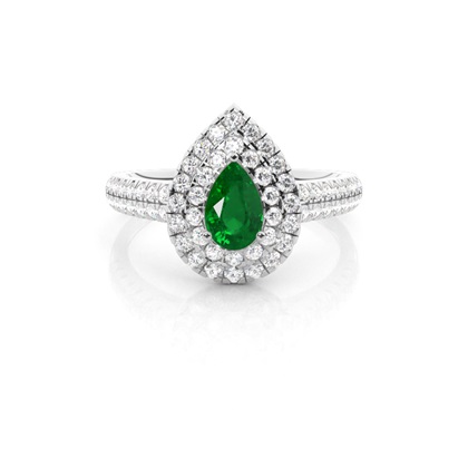 Prong Setting Emerald Halo Engagement Ring