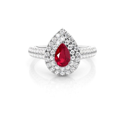 Prong Setting Ruby Halo Engagement Ring