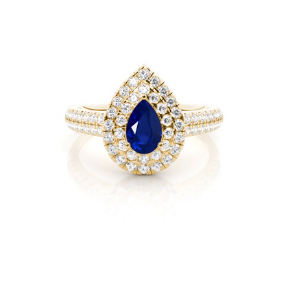 Prong Setting Blue Saphire Halo Engagement Ring