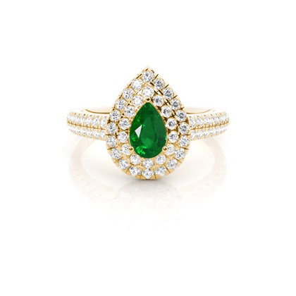 Prong Setting Emerald Halo Engagement Ring