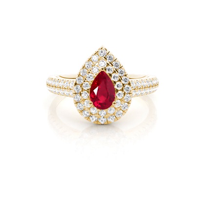 Prong Setting Ruby Halo Engagement Ring