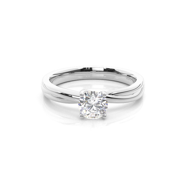 4 Prong Setting Round Diamond Plain Engagement Ring