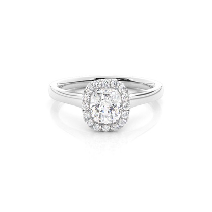Bezel Set Diamond Halo Engagement Ring
