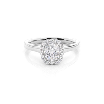 Bezel Set Moissanite Halo Engagement Ring