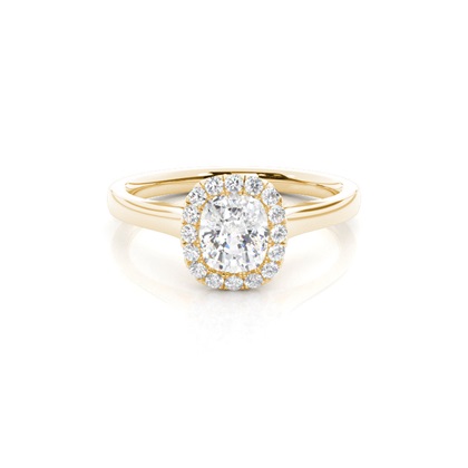 Bezel Set Diamond Halo Engagement Ring