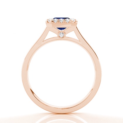 Blauer Saphir-Halo-Verlobungsring Mit Lünette In Fassung