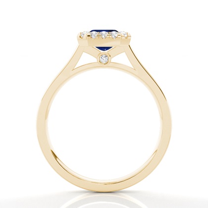 Blauer Saphir-Halo-Verlobungsring Mit Lünette In Fassung