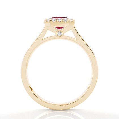 Lünette Fassung Rubin Halo Verlobungsring