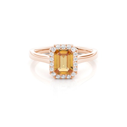 Bezel Setting Citrine Halo Engagement Ring