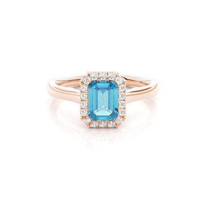 Bezel Setting Topaz Halo Engagement Ring