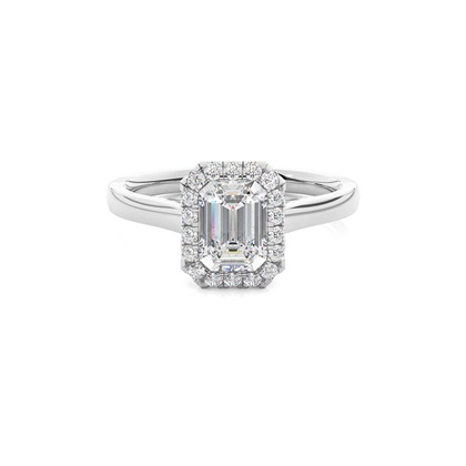 Bezel Set Diamond Halo Engagement Ring
