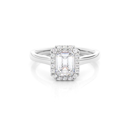 Bezel Set Moissanite Halo Engagement Ring