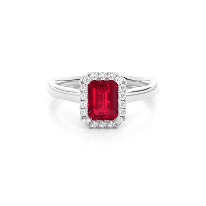 Bezel Setting Ruby Halo Engagement Ring
