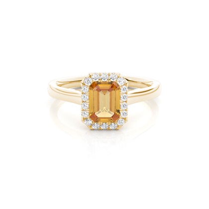 Bezel Setting Citrine Halo Engagement Ring