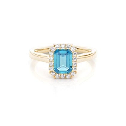 Bezel Setting Topaz Halo Engagement Ring