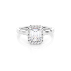 Bezel Set Moissanite Halo Engagement Ring