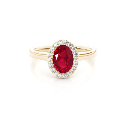 Bezel Setting Ruby Halo Engagement Ring